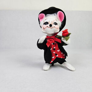 Annalee Dapper Mr. Mouse with Rose 6" Valentines Day Felt Figurine Whimsical